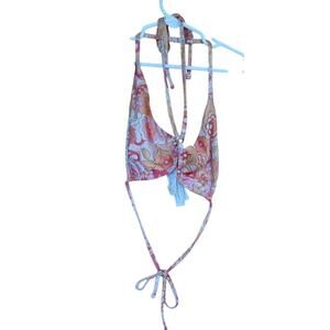 Social Tourist Abercrombie & Fitch Pink Red Glittery Floral Bikini Women's Small